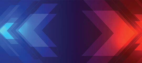 Fototapeta premium Abstract background with glowing blue and red directional arrow shapes.