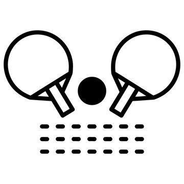 Ping pong paddles and ball vector icon for sports