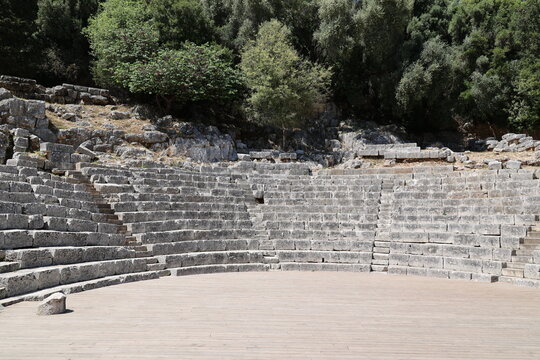 Ancient ruins of the Odeon in the Greek ruined city of Apollonia, Albania 