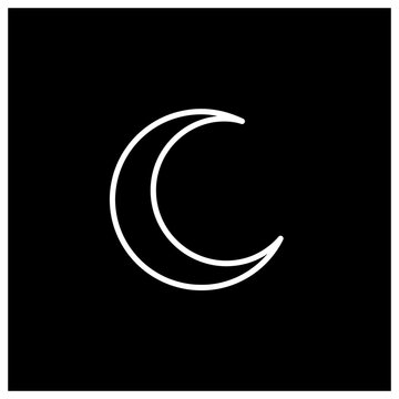 Crescent moon silhouette on black background vector art