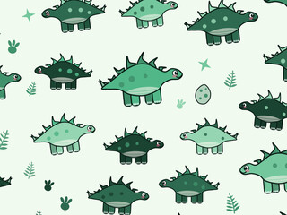 Colorful Prehistoric Dinosaurs Childrens Wallpaper Design © iushakovsky