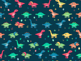 Funny Dino Friends With Eggs And Footprints © iushakovsky