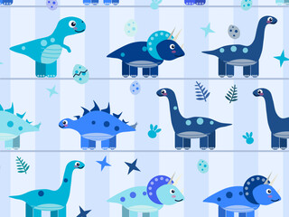 Funny Dino Friends With Eggs And Footprints © iushakovsky