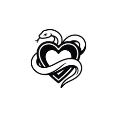 Fototapeta premium Stylized Snake Wrapped Around Heart Symbol.