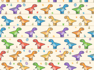 Colorful Prehistoric Dinosaurs Childrens Wallpaper Design © iushakovsky