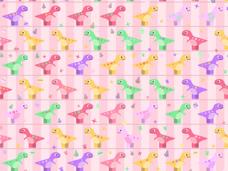 Colorful Prehistoric Dinosaurs Childrens Wallpaper Design © iushakovsky