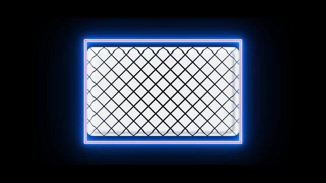 Glowing neon frame with abstract diamond grid pattern motion background, for modern digital, and technology presentations.