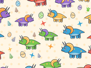 Funny Dino Friends With Eggs And Footprints © iushakovsky