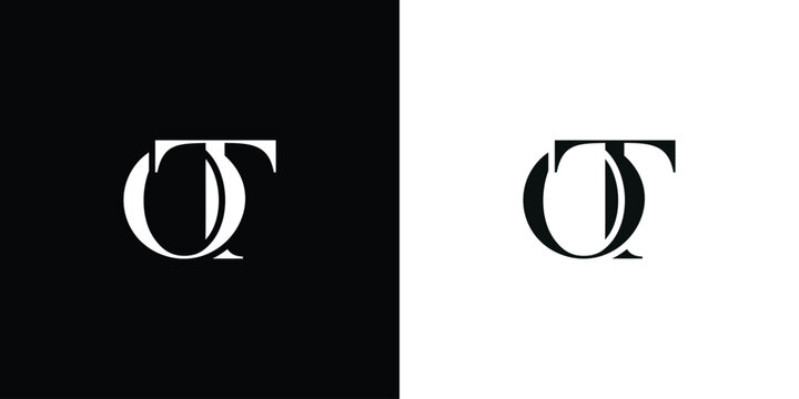 Elegant monogram logo design. Minimalist luxury initial letters. Serif font. OT.