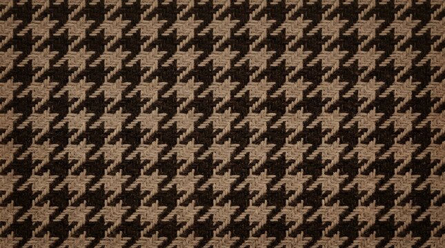 Seamless houndstooth pattern fabric texture in brown and black colors