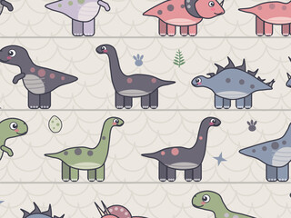 Playful Baby Dinosaur Nursery Vector Background © iushakovsky