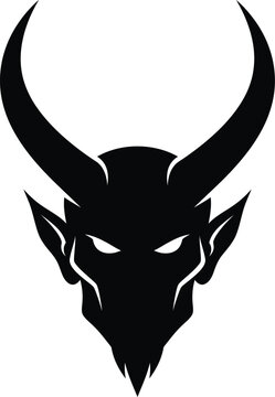 Demon silhouette vector icon, devil head graphic symbol with horns and pointy ears