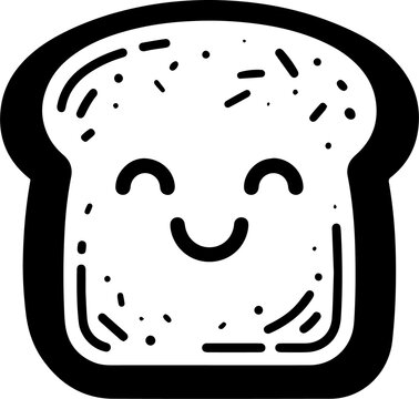 Chubby cute black and white  a toasted bread slice