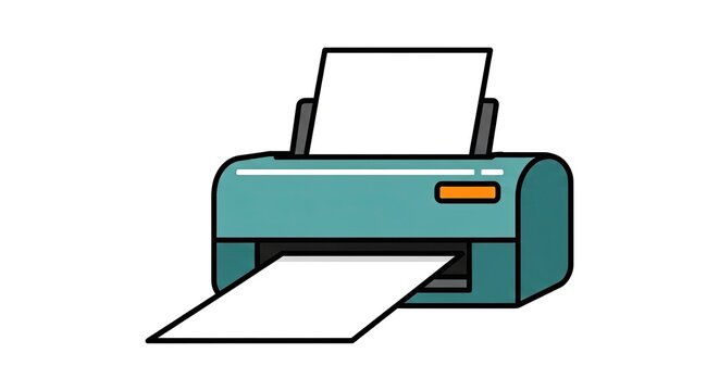 Modern Teal Printer with Paper Output and Input.