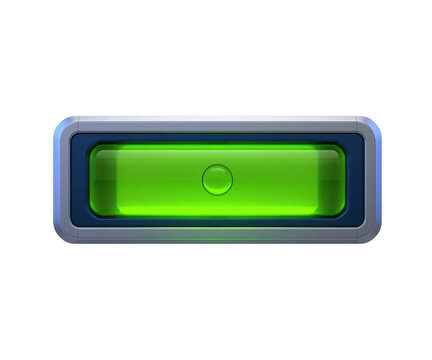 Glossy green web button with a loading spinner icon isolated on a white background