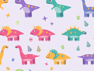 Funny Dino Friends With Eggs And Footprints © iushakovsky