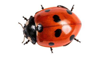 Seven-spotted ladybug with bright red elytra and black spots © Otillie