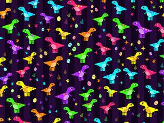 Kawaii T Rex And Triceratops Seamless Pattern © iushakovsky