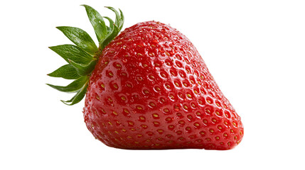 Fresh ripe red strawberry with green leaves and water droplets © Otillie