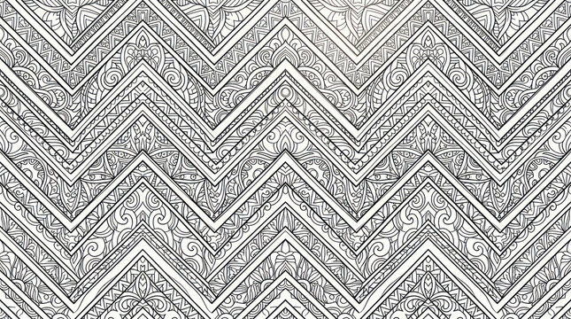 black and white chevron pattern with intricate designs