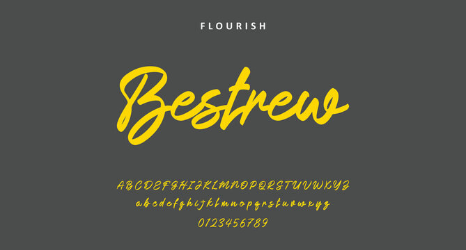 signature Font Calligraphy Logotype Script Brush Font Type Font lettering handwritten. Minimal modern urban fonts for logo, brand etc. Typography typeface uppercase lowercase and number. vector