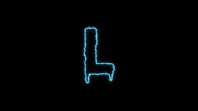 Neon Blue Electric Spark Letter L Animated Text Motion Loop