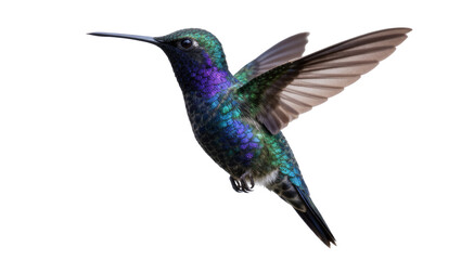 Obraz premium Iridescent hummingbird with spread wings, isolated on transparent background