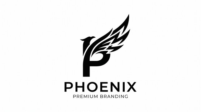 Phoenix Logo With Stylized Wing and Letter P