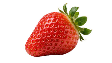 Ripe red strawberry with green leaves, isolated on transparent background © Niamh