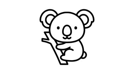 Fototapeta premium Cute koala hugging a tree branch minimalist line art icon