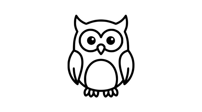 Minimalist owl line art icon vector illustration