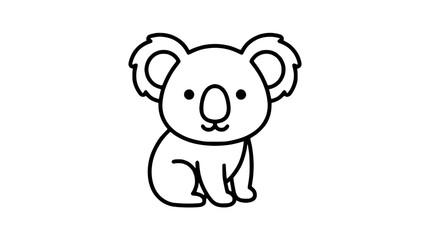 Fototapeta premium Cute sitting koala character line art illustration