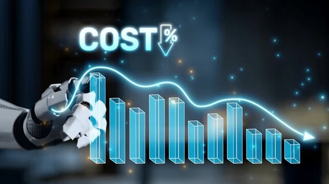 Explore a modern visual representation of cost reduction trends in business, highlighting technology role in data analysis for effective decision-making and strategic improvement. Salient