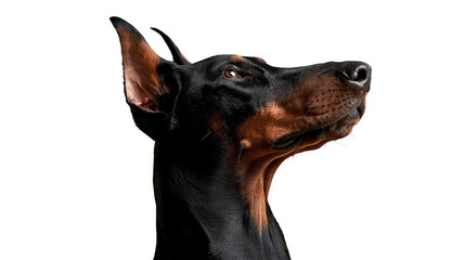 Alert Doberman Pinscher dog head profile portrait with cropped ears © Cressida
