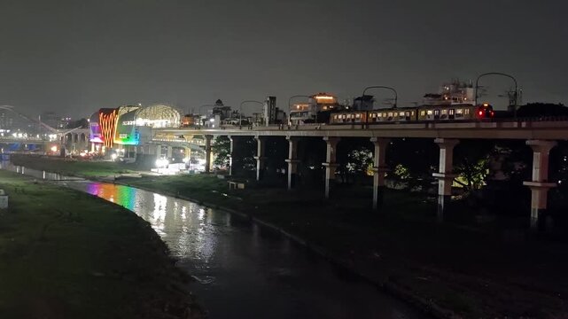 21 September 2026, Metro runs on an overhead track, Vehicle moves along the Pune metro rail road, now the Indian urban mass transit metro railway system. Pune, Maharashtra, India.