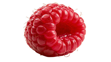 Single fresh ripe red raspberry with textured drupelets © Cressida