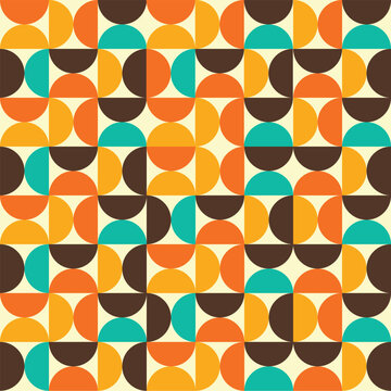 Seamless 1970s Retro Geometric Pattern Background.

