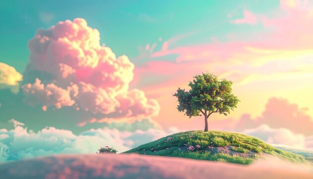 Tiny Tree Against Vast Iridescent Cloud Background4