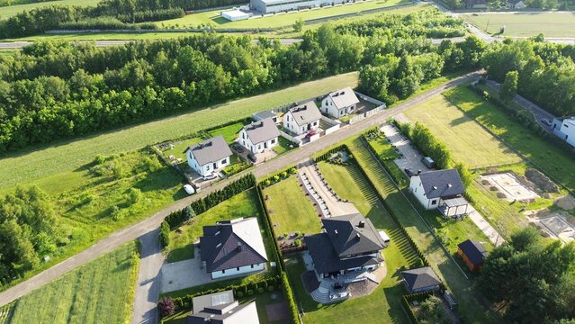 Aerial view of upscale residential neighbourhood