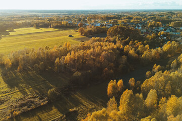 Fototapeta premium Countryside landscape with mixed autumn colours