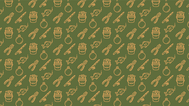 Fishing doodle vector pattern design