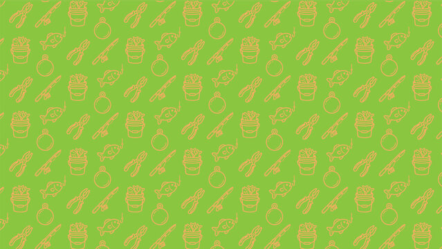 Fishing doodle vector pattern design