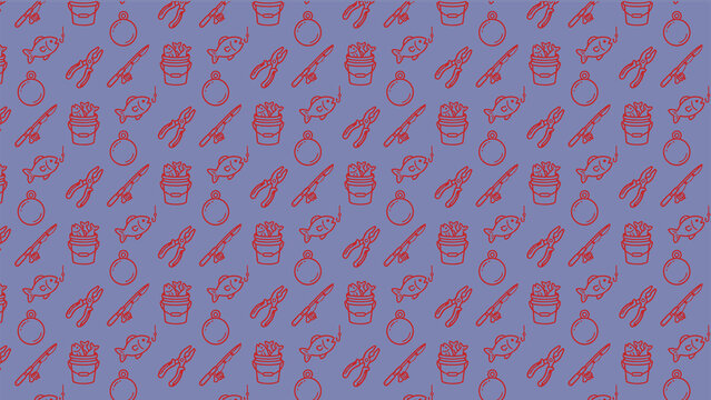 Fishing doodle vector pattern design