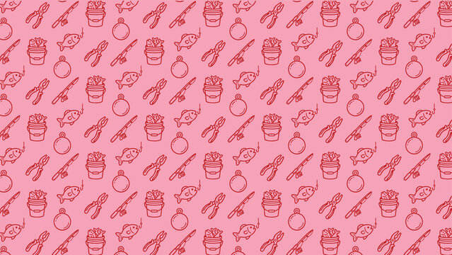 Fishing doodle vector pattern design