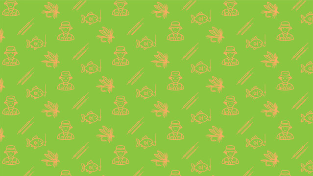 Fishing doodle vector pattern design