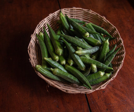 Fresh vegetable okra or ladies finger