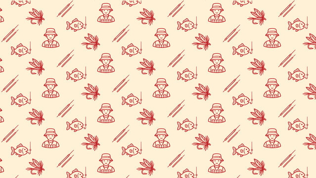 Fishing doodle vector pattern design