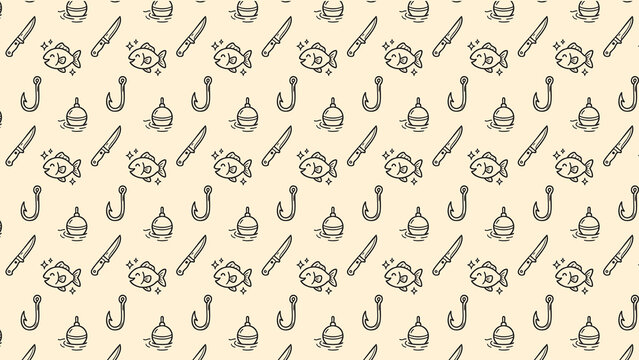 Fishing doodle vector pattern design