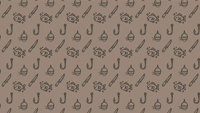 Fishing doodle vector pattern design