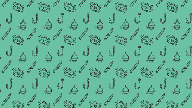 Fishing doodle vector pattern design